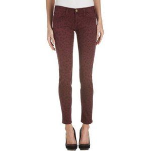 Current/Elliott The Ankle Skinny Jeans Red Leopard Print 27